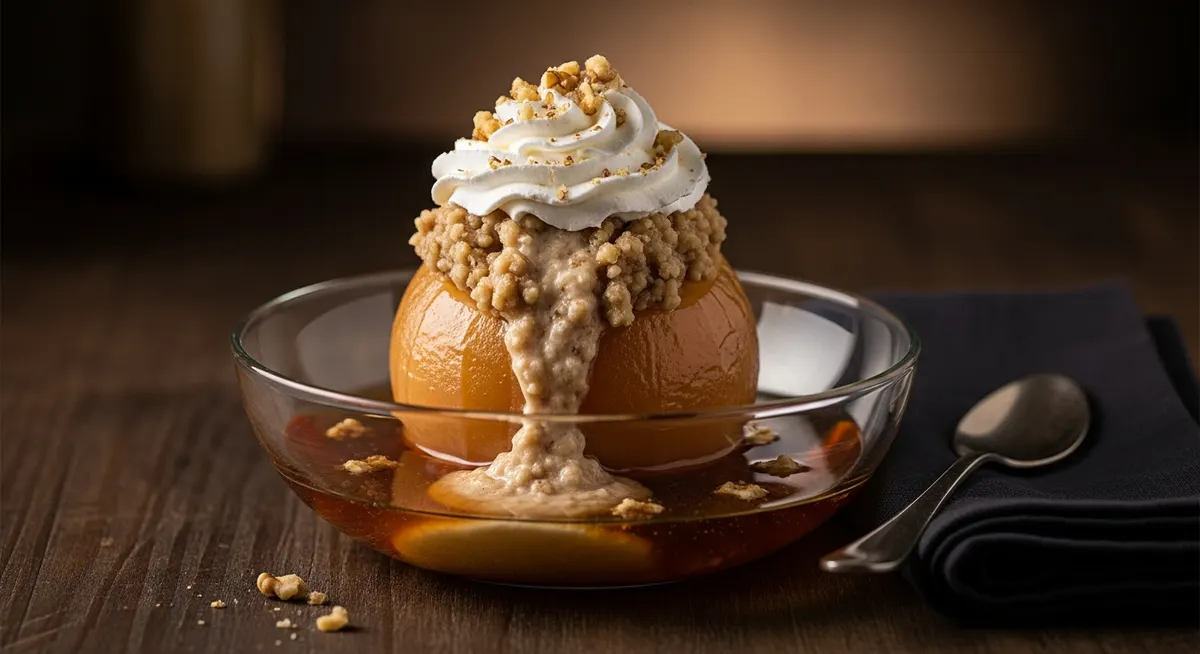 Bosnian tufahija — poached apple stuffed with walnut cream